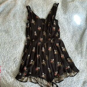 American Eagle Black Floral Romper